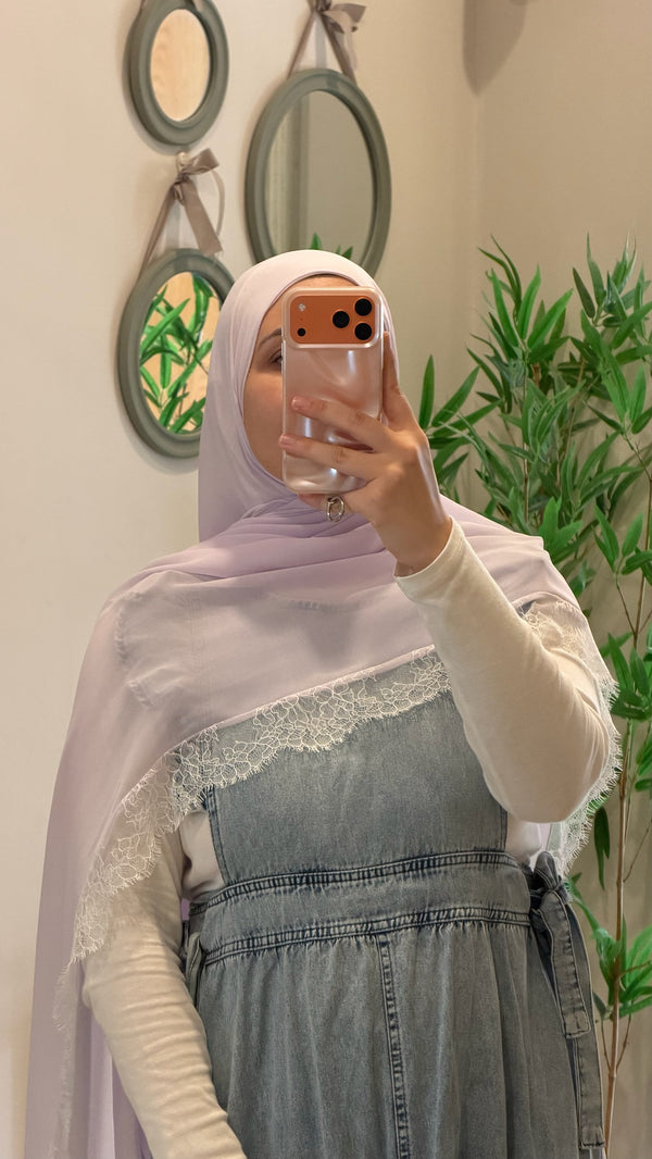 Lilas lace edge scarf