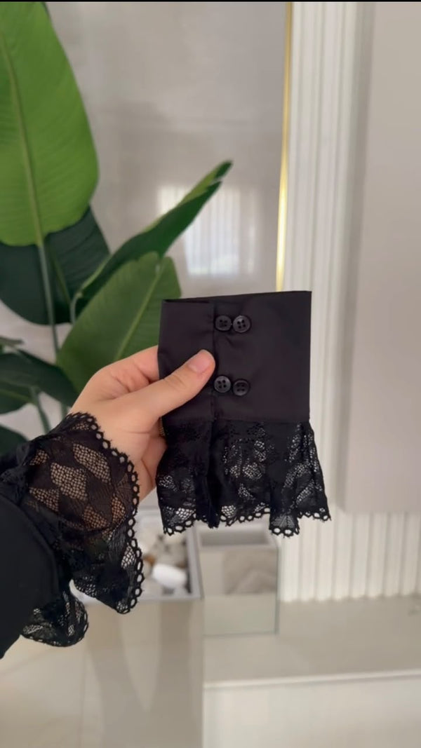 Victorian black lace cuffs
